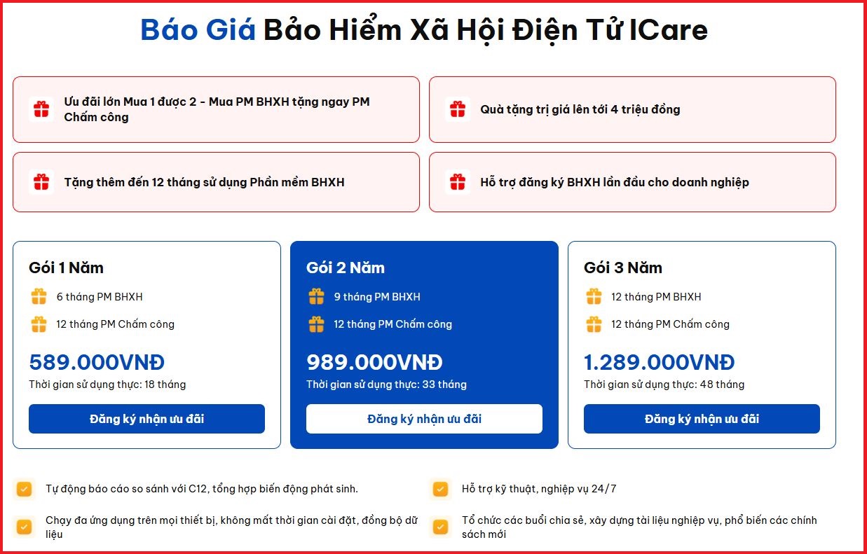báo giá phần mềm BHXH ICARE